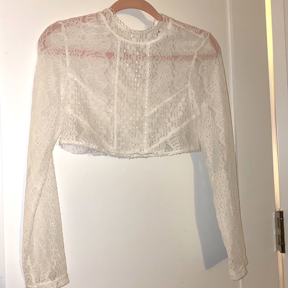Lace Long Sleeve Crop Top